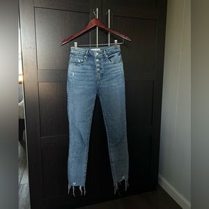 Super skinny ankle high rise jean in blue - Abercrombie & Fitch.